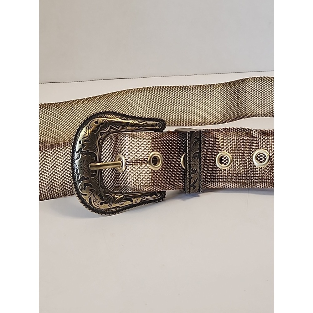 Women's Goldtone Mesh Western Fashion Belt W/Ornate Buckle 35" - 40" Waist